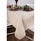 Toalha de Mesa Retangular em Tecido Jacquard Bege Marfim Arabesco Tradicional