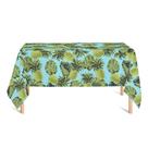 Toalha de Mesa Retangular em Tecido Jacquard Estampado Abacaxi Azul Turquesa