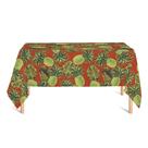 Toalha de Mesa Retangular em Tecido Jacquard Estampado Abacaxi Vermelho