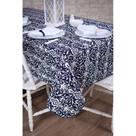 Toalha de Mesa Retangular em Tecido Jacquard Estampado Adamascado Fundo Marinho Toalha de Mesa Retangular em Tecido Jacquard Estampado Adamascado Fundo Marinho