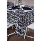 Toalha de Mesa Retangular em Tecido Jacquard Estampado Adamascado Preto
