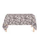 Toalha de Mesa Retangular em Tecido Jacquard Estampado Floral Bege e Marrom