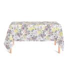 Toalha de Mesa Retangular em Tecido Jacquard Estampado Floral Lilás e Amarelo