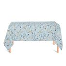 Toalha de Mesa Retangular em Tecido Jacquard Estampado Passarinho Azul