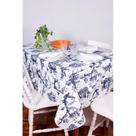 Toalha de Mesa Retangular em Tecido Jacquard Estampado Toile de Jouy Azul Marinho