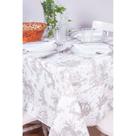 Toalha de Mesa Retangular em Tecido Jacquard Estampado Toile de Jouy Bege