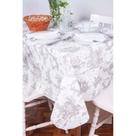 Toalha de Mesa Retangular em Tecido Jacquard Estampado Toile de Jouy Bege