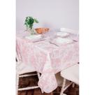 Toalha de Mesa Retangular em Tecido Jacquard Estampado Toile de Jouy Rose