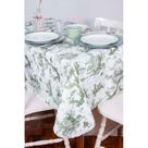 Toalha de Mesa Retangular em Tecido Jacquard Estampado Toile de Jouy Verde