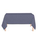 Toalha de Mesa Retangular em Tecido Jacquard Preto Acinzentado e Prata Geométrico Tradicional