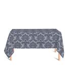 Toalha de Mesa Retangular em Tecido Jacquard Preto Acinzentado e Prata Medalhão Tradicional
