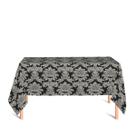 Toalha de Mesa Retangular em Tecido Jacquard Preto e Cru Medalhão Tradicional