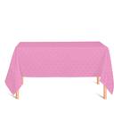 Toalha de Mesa Retangular em Tecido Jacquard Rosa Bebê Geométrico Tradicional