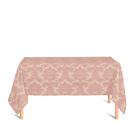 Toalha de Mesa Retangular em Tecido Jacquard Rosa Envelhecido e Dourado Medalhão Tradicional