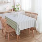 Toalha De Mesa Retangular Listrado Bege Marfim 2.20m x 2.20m