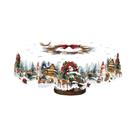 Toalha De Mesa Retro Country Farmhouse Feliz Natal Com Padrão De Papai Noel E Boneco De Neve,