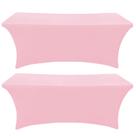 Toalha de mesa SEPARO, pacote com 2, capa de mesa ajustada em elastano rosa de 6 pés