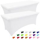 Toalha de mesa Smiry, pacote com 2, elastano, 6 pés, elástico, ajustado em branco