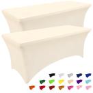Toalha de mesa Smiry, pacote com 2, elastano, 6 pés, elástico, bege