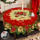 Toalha De Mesa Temática De Natal Com 4 Adesivos Autoadesivos, Estampa De Floco De Neve E Bordas