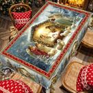 Toalha De Mesa Temática De Natal Com Adesivos, Padrão De Floco De Neve E Cena De Natividade Para