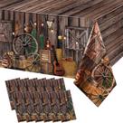 Toalha de mesa Tiamon Western Cowboy Party 12 peças 137 cm x 274 cm