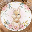 Toalha de mesa Trongr Easter Round impermeável 112-122 cm rosa floral