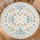 Toalha de mesa Trongr Floral Boho redonda ajustada rosa resistente à água