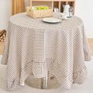 Toalha de mesa vctops Farmhouse Coffee Plaid Ruffle 150 cm redonda
