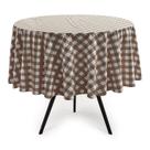 Toalha de Mesa Xadrez Marrom Redonda 140cm Ø 4 Lugares