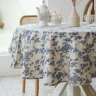Toalha de mesa YiHomer Pastoral Redonda de Linho 150 cm de diâmetro. Azul escuro