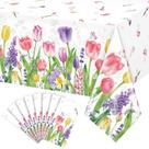 Toalha de mesa Zachely Spring Summer Lavender Tulip, pacote com 8