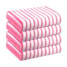 Toalha de microfibra JML, pacote com 4, 76x152 cm, rosa, listra branca Toalha de microfibra JML, pacote com 4, 76x152 cm, rosa, listra branca