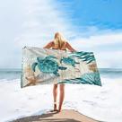 Toalha De Praia Com Estampa De Tartaruga Marinha, Toalha De Banho Super Absorvente De Lado Único