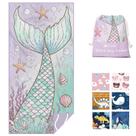 Toalha de praia de microfibra Eunzel Kids Mermaid Tail 152x76 cm