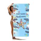 Toalha de praia Don't Worry Beach Happy Starfish Print 90x180cm Toalha de praia Don't Worry Beach Happy Starfish Print 90x180cm