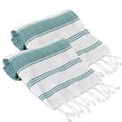 Toalha de praia GLAMBURG Peshtemal de algodão turco 90x180cm Teal x2