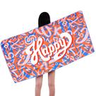 Toalha de praia Happy Word Print Quick Dry 60x80cm rosa