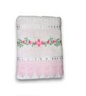 Toalha de Rosto Bordado Floral, com Guipir