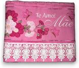 Toalha de Rosto Rosa Bordado Mãe, delicada