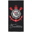 Toalha de Time Banho Praia Corinthians 100% Poliéster Transfer 70cm x 1,40m Preto Lepper