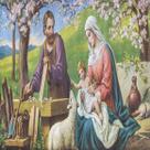 Toalha esotérica sagrada familia amor celeste virgem maria