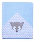 Toalha Fralda Bebe Forro Soft Capuz Menino Toalhão Bordado Raposa Tamanho Grande 1,35x80 Algodão