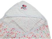 Toalha Fralda Soft Bordada Disney Com Capuz Bebê 85x85cm