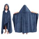 Toalha Hiturbo Kids com capuz de pelúcia azul marinho 127x76 cm
