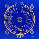 Toalha Jogo Cartas Santa Sara 70x70 cm Azul e Dourado