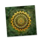 Toalha mandala Flor laranja borda verde 70 cm