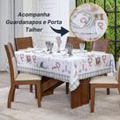 Toalha Mesa Casa e Decoração Páscoa 8 Lugares 3,00x1,50 E 8 Guardanapos E 8 Porta Talheres