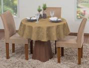 Toalha Mesa Luxo Redonda Sala Jantar Jacquard 6 Lugares 1,80m