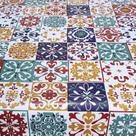 Toalha Mesa Térmica Pvc Impermeável Azulejo Color 1,40X1,40 Toalha Mesa Térmica Pvc Impermeável Azulejo Color 1,40X1,40